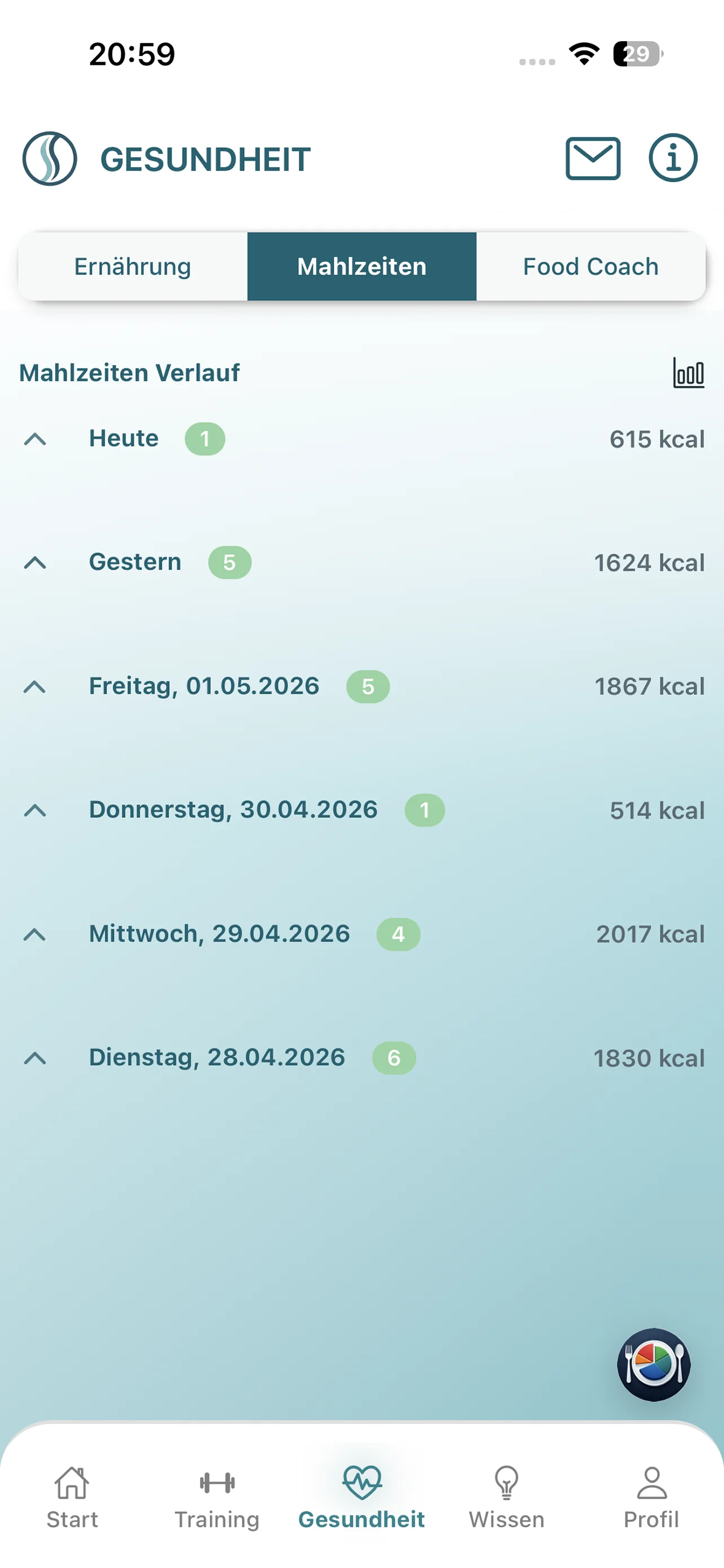 Mahlzeitenübersicht von Heal my Back